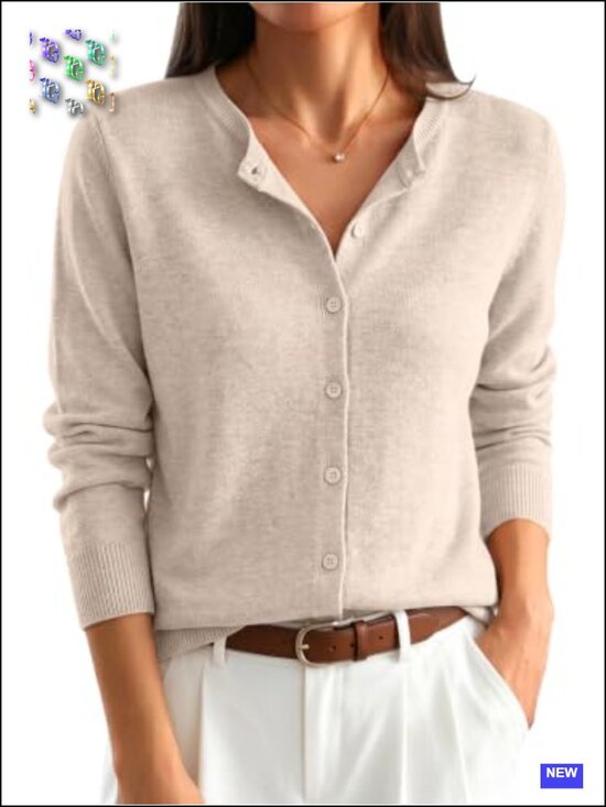 Sweaters - Women's Lightweight Cardigan Sweater - Button Down Long Sleeve Knit Top